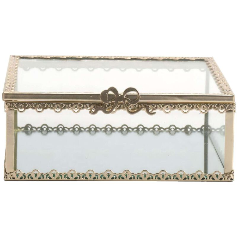 Caixa Vidro Dourada 13x13cm Kasa