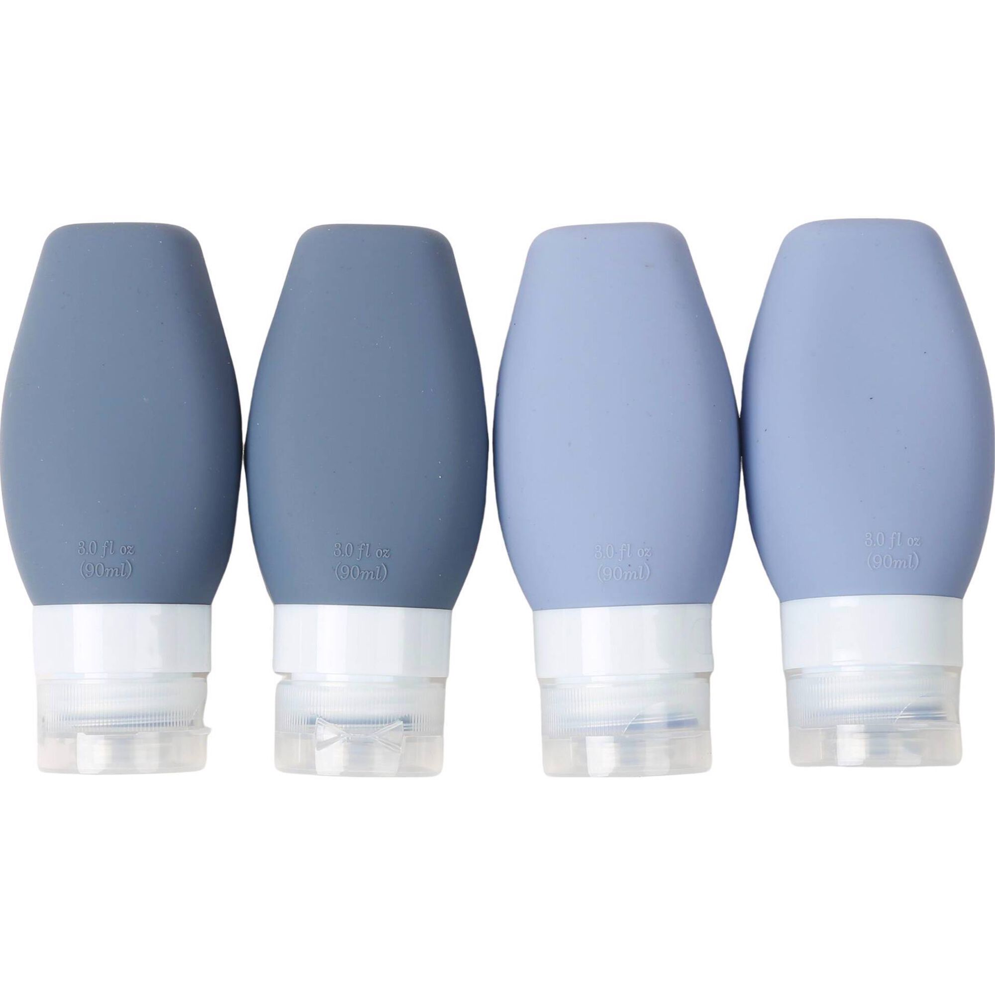 Conjunto 4 Frascos Viagem Silicone Azuis