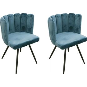 Conjunto de 2 Cadeiras Estofadas Azul Ariel