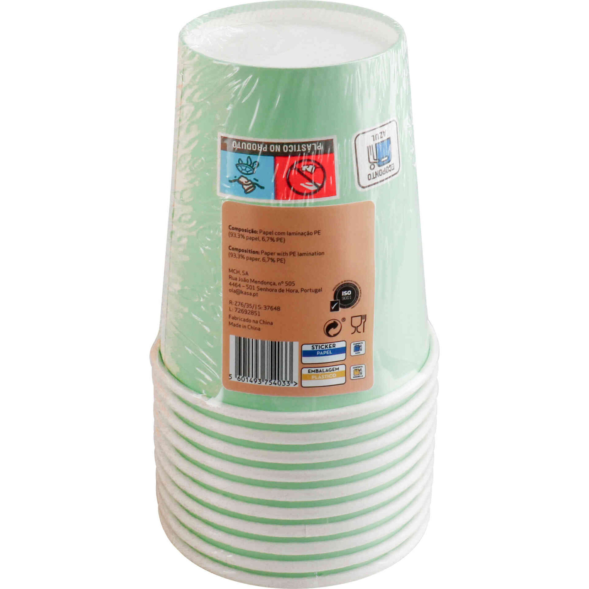 Conjunto 10 Copos &Aacute;gua 240ml Papel Soft Menta