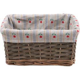 Cesto Retangular 18x28x14cm com Tecido Flores Kasa
