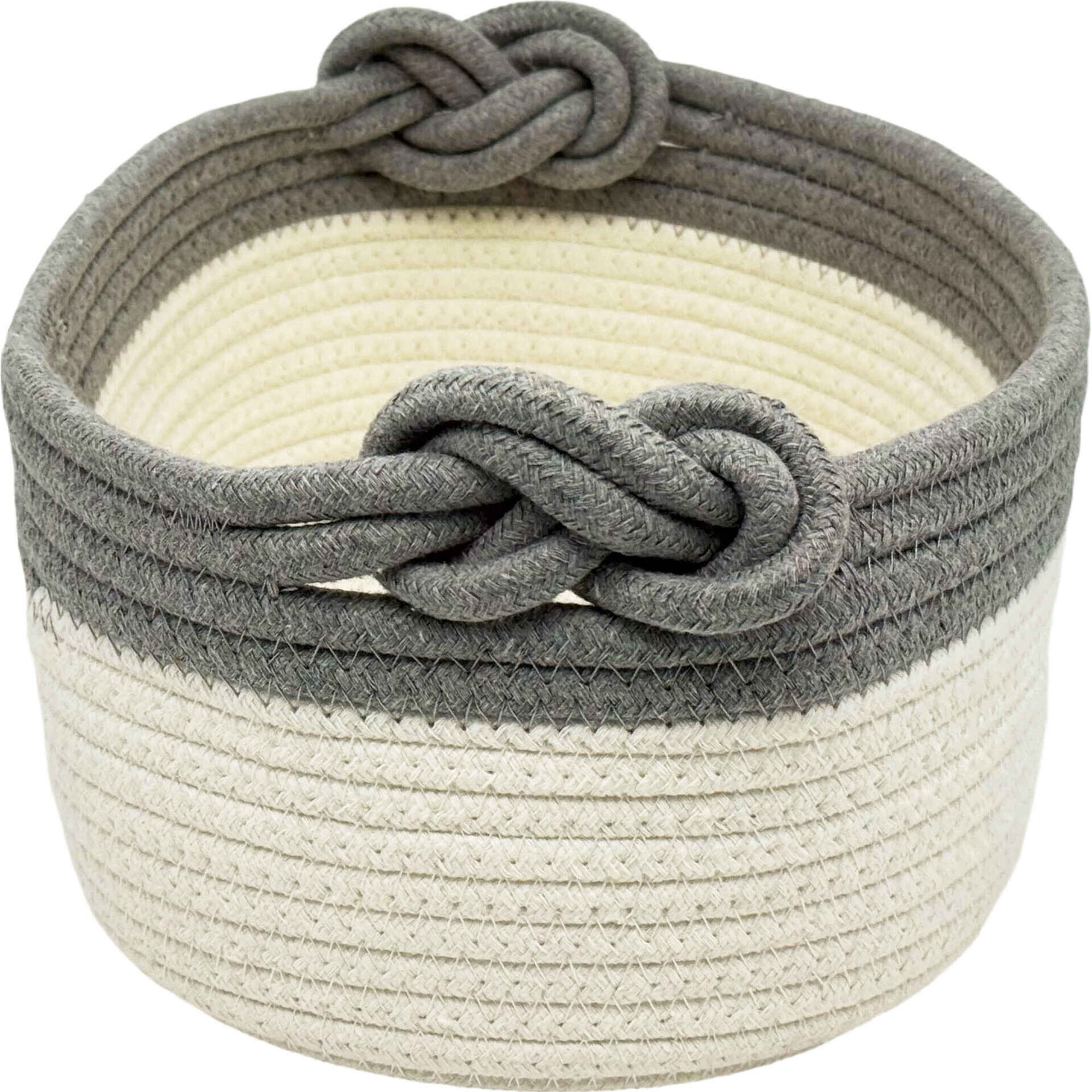 Cesto Oval Branco e Cinza Kasa