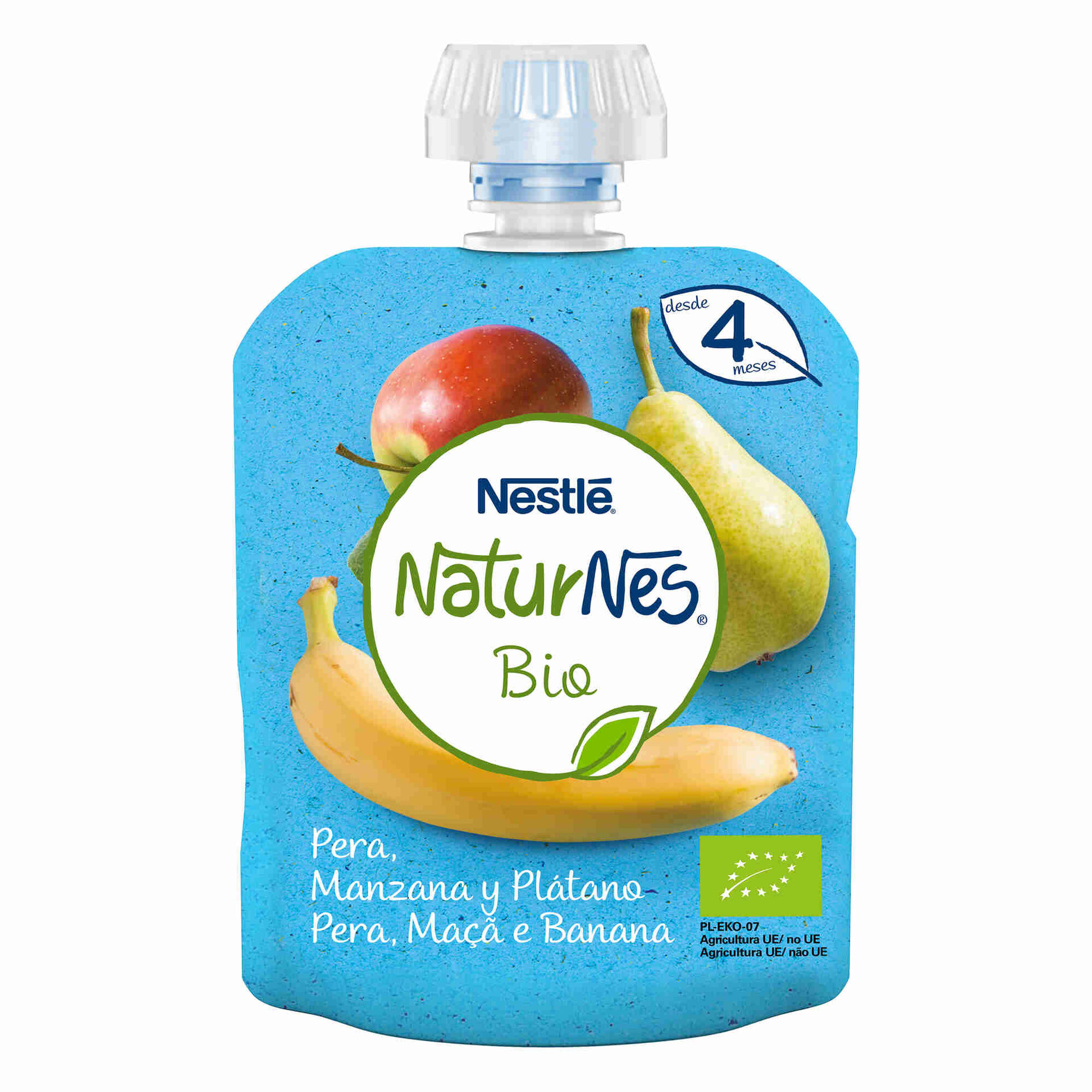 Saqueta de Fruta Pera, Maçã e Banana Naturnes Bio +4 Meses Saqueta de Fruta Pera, Maçã e Banana Naturnes Bio +4 Meses