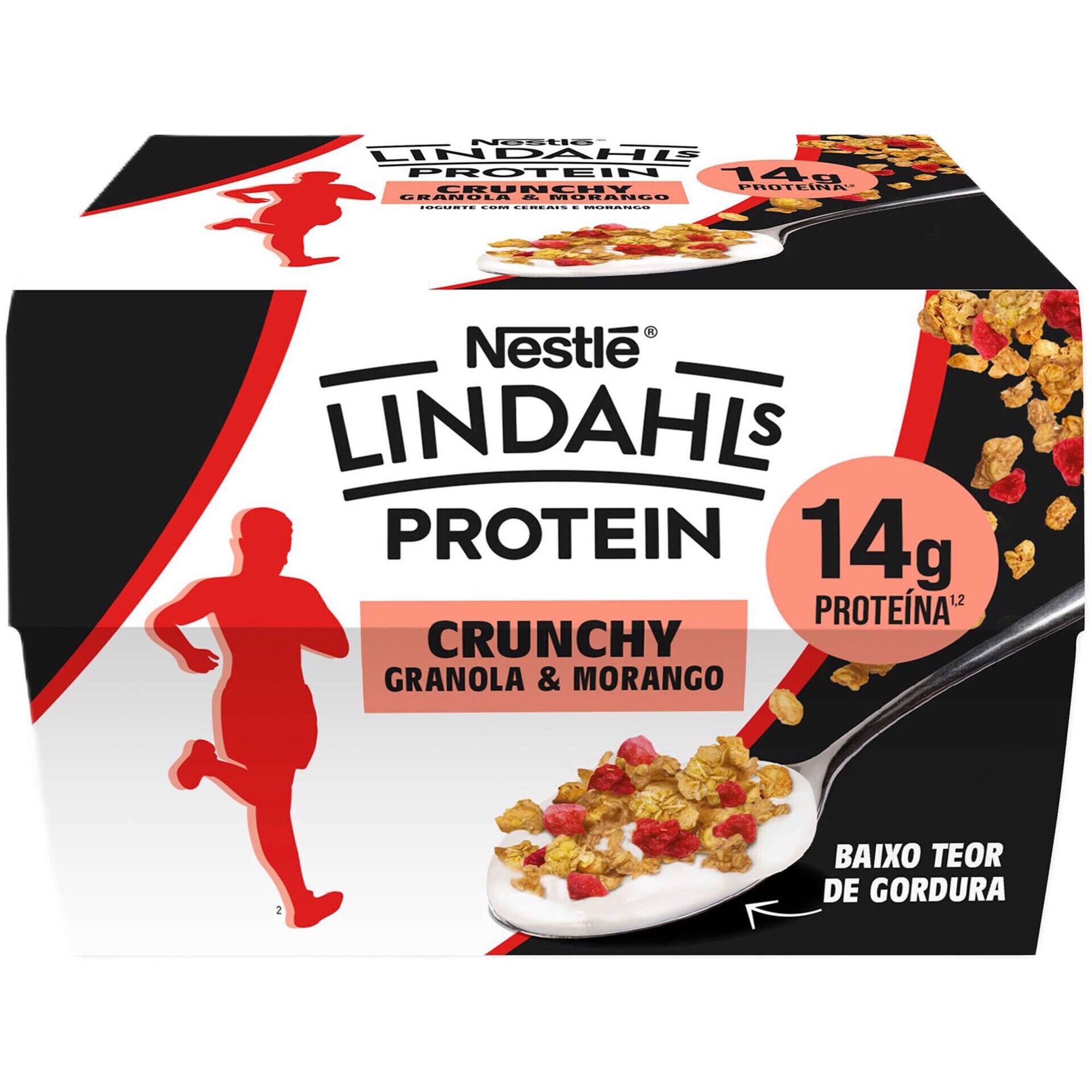 Iogurte Prote&iacute;co Granola e Morango Crunchy Lindahls