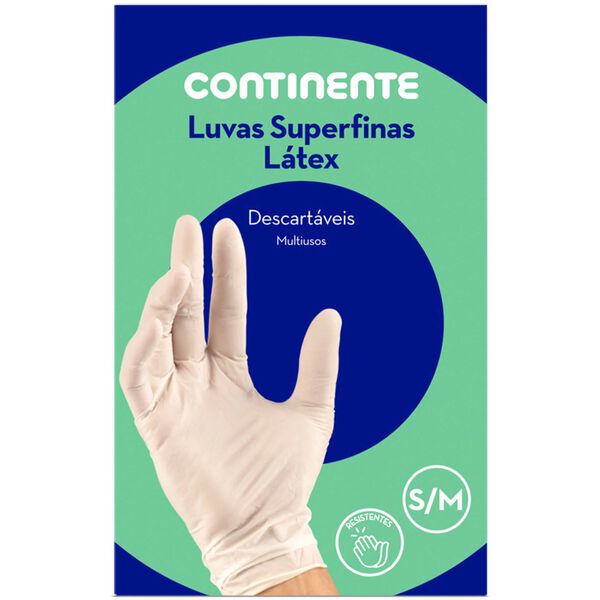 Luvas Descartáveis Superfinas Látex S/M Continente