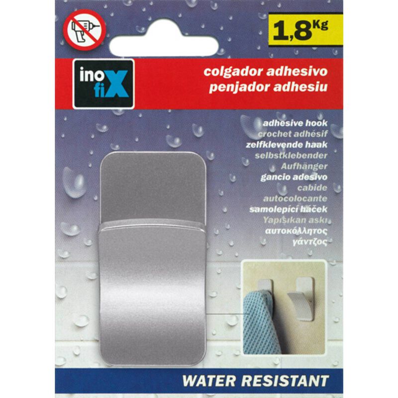 Gancho Adesivo Retangular Cromado Inofix