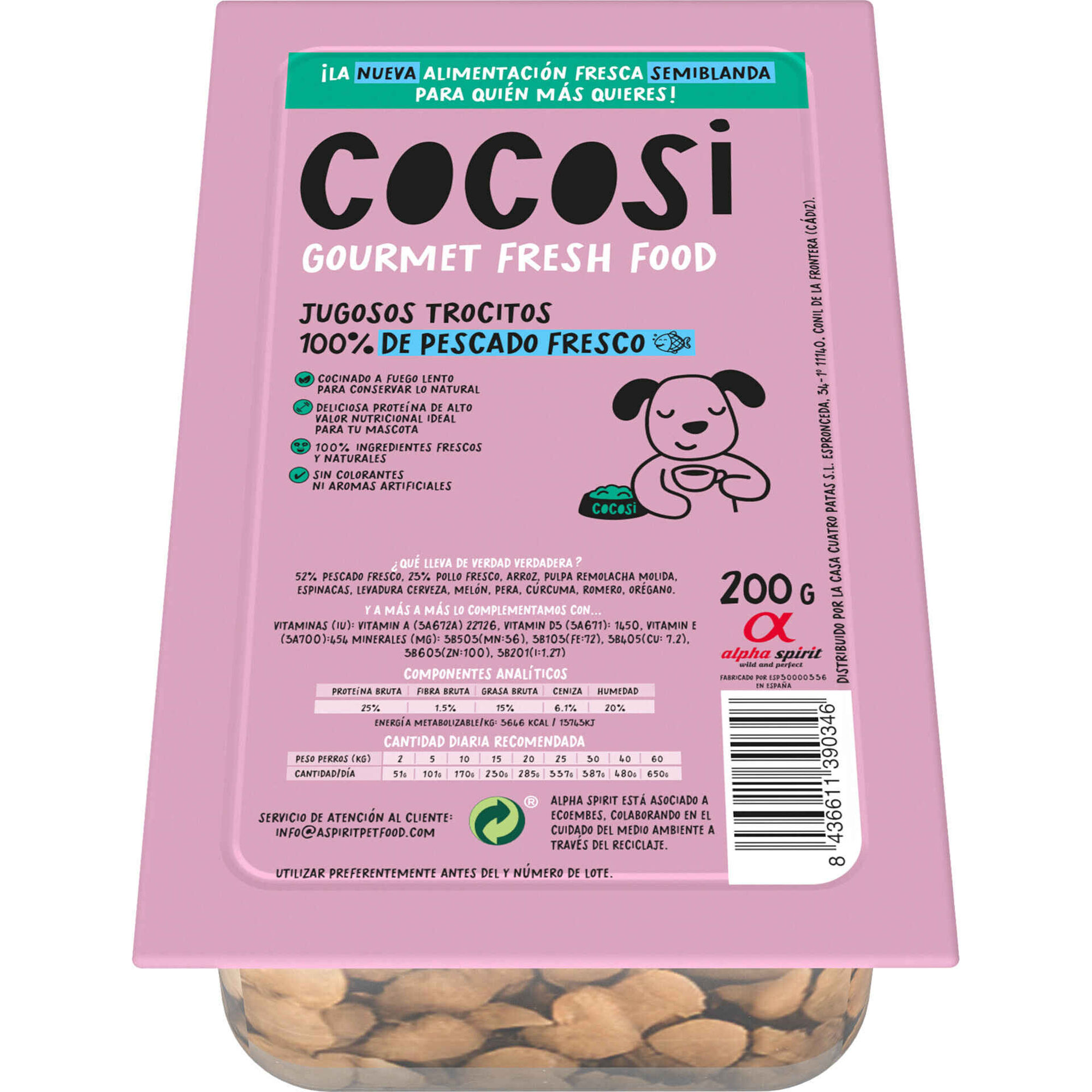 Comida Semi-h&uacute;mida para c&atilde;o Adulto Peixe Cocosi