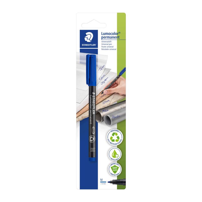 Marcador Permanente Médio de Tinta Azul Staedtler