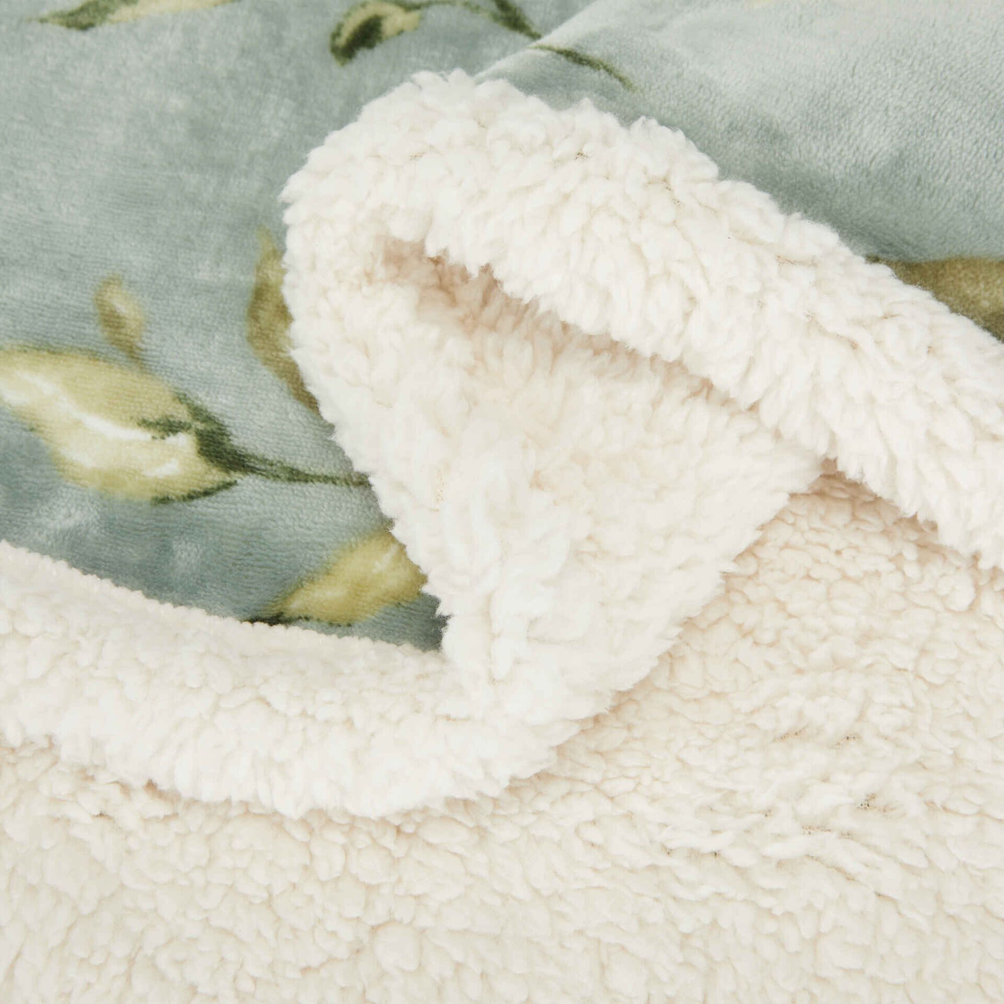 Manta Borreguito 130x160cm Flores Verde