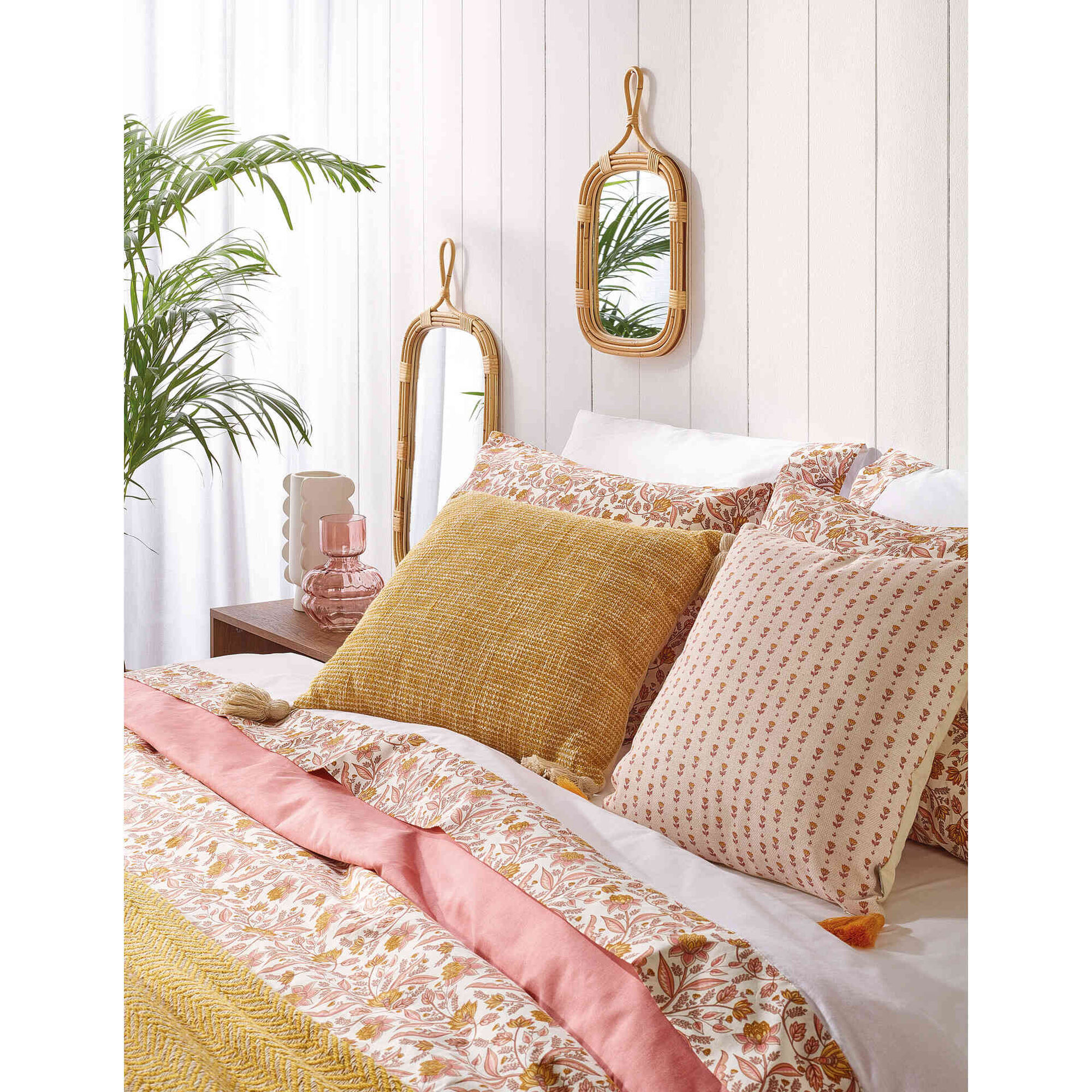 Conjunto Lençóis Algodão Flores Rosa Velho Coachella