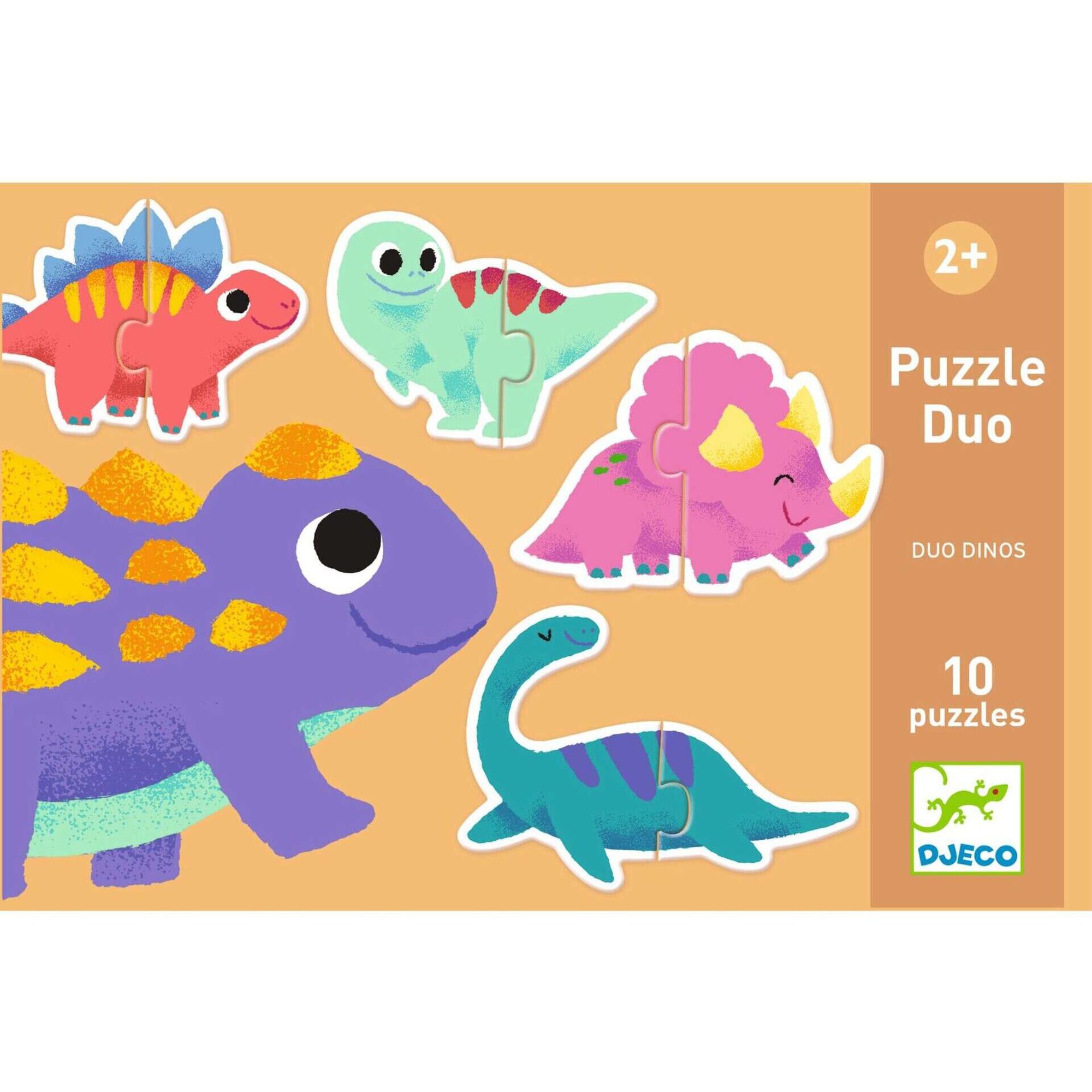 Djeco - Puzzle Duo Dinossauros 10 Pe&ccedil;as