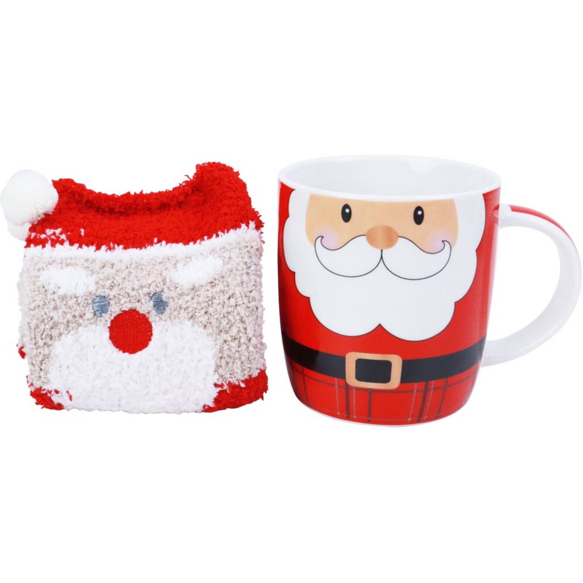 Conjunto Caneca Pai Natal 360ml e Meias com Caixa