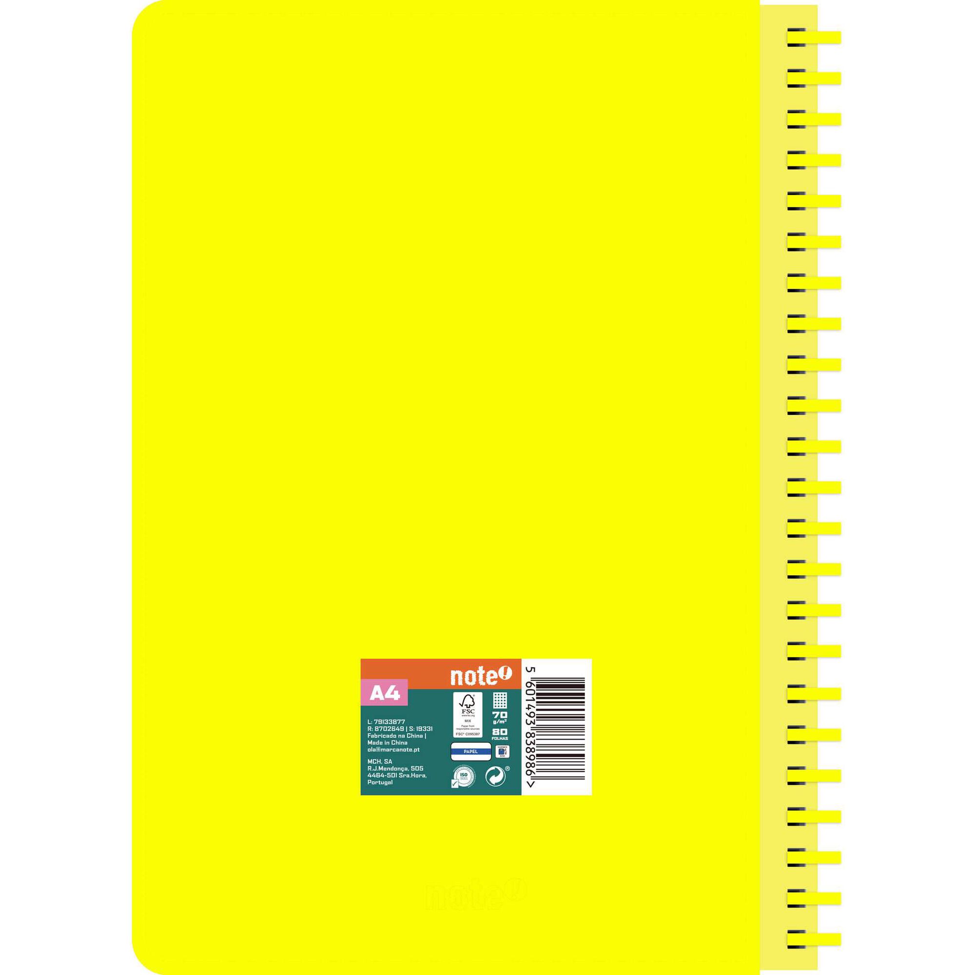 Caderno A4 Neon Quadriculado (v&aacute;rias cores) Note!