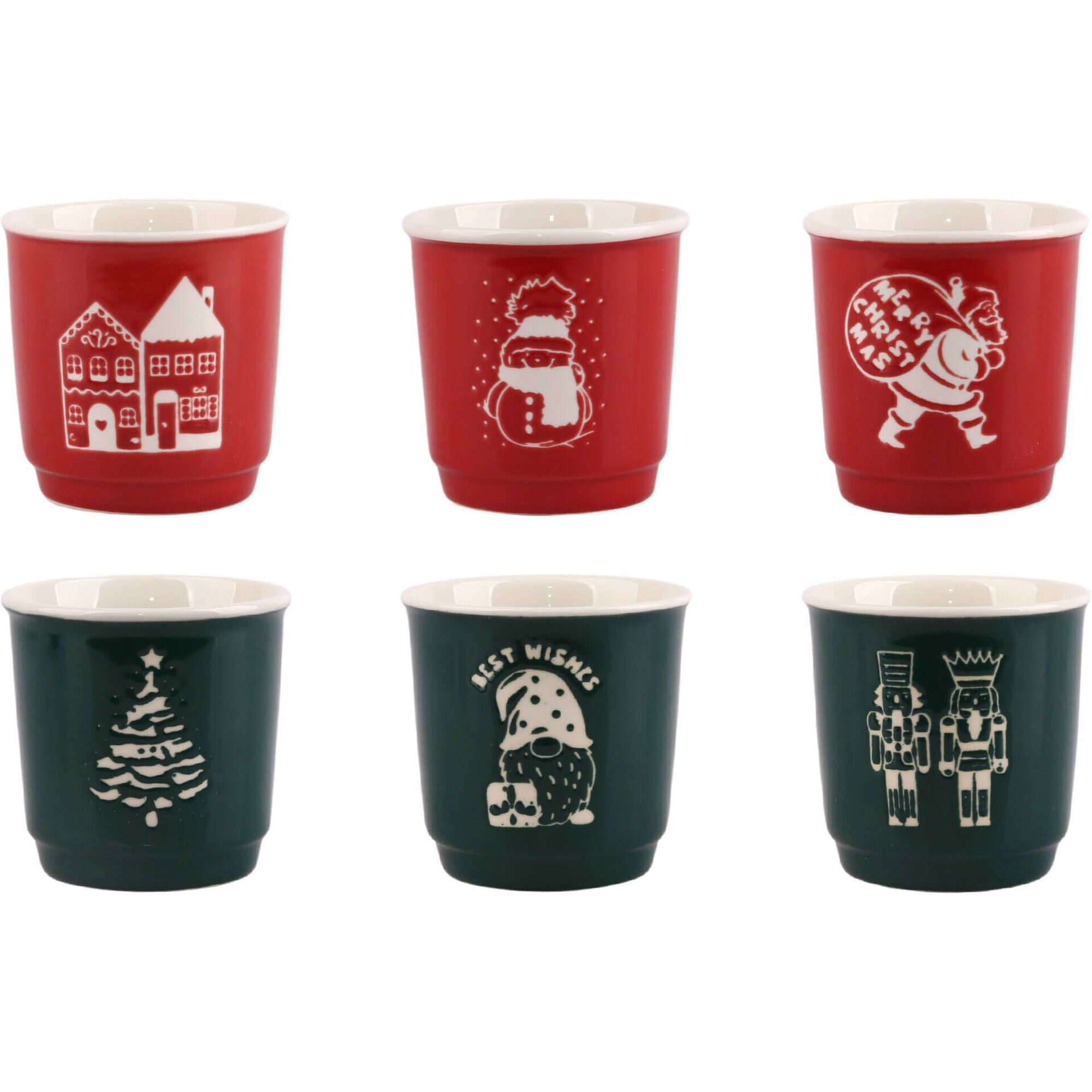 Conjunto 6 Copos de Caf&eacute; 90ml Natal Kasa