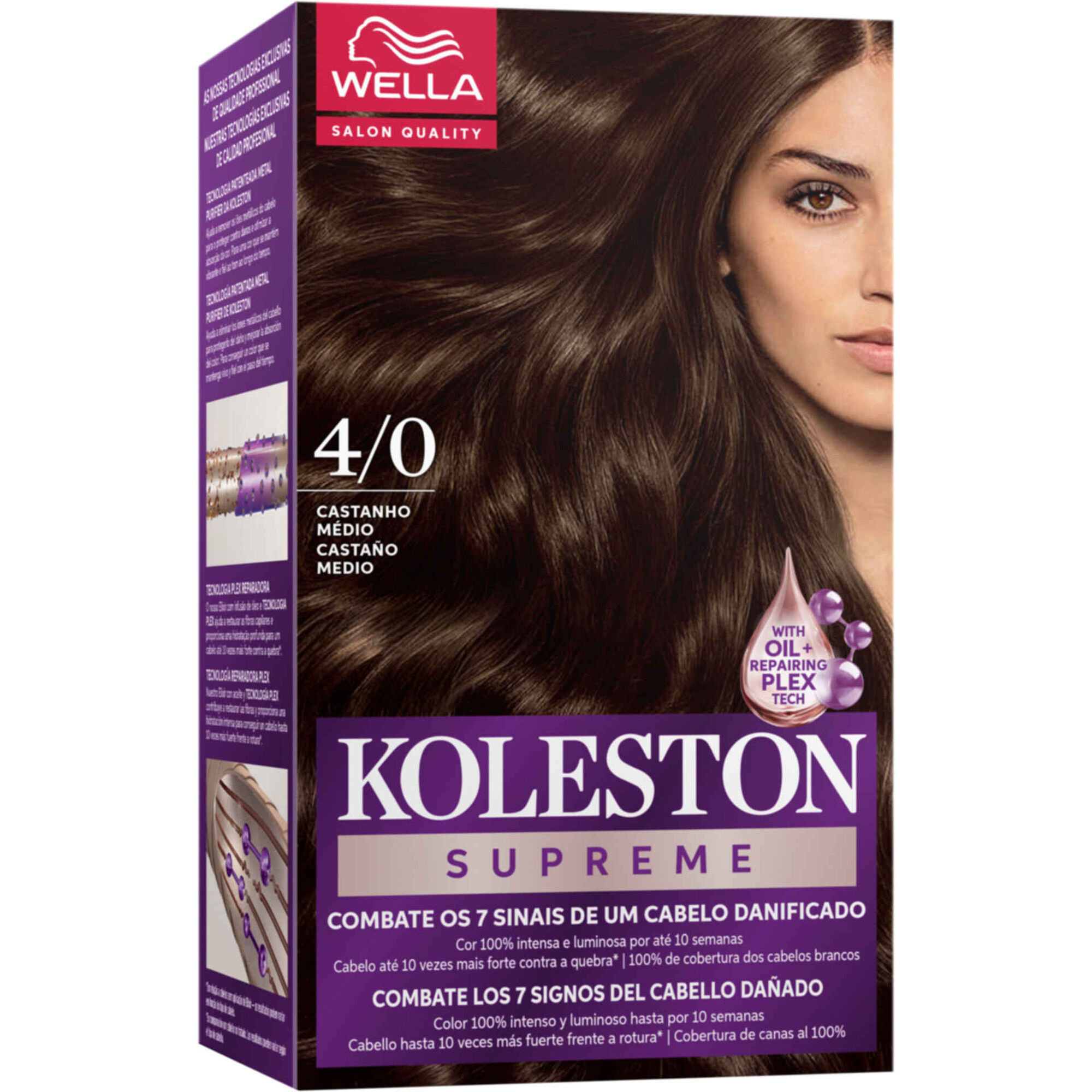 Colora&ccedil;&atilde;o Permanente Castanho M&eacute;dio 4.0 Koleston