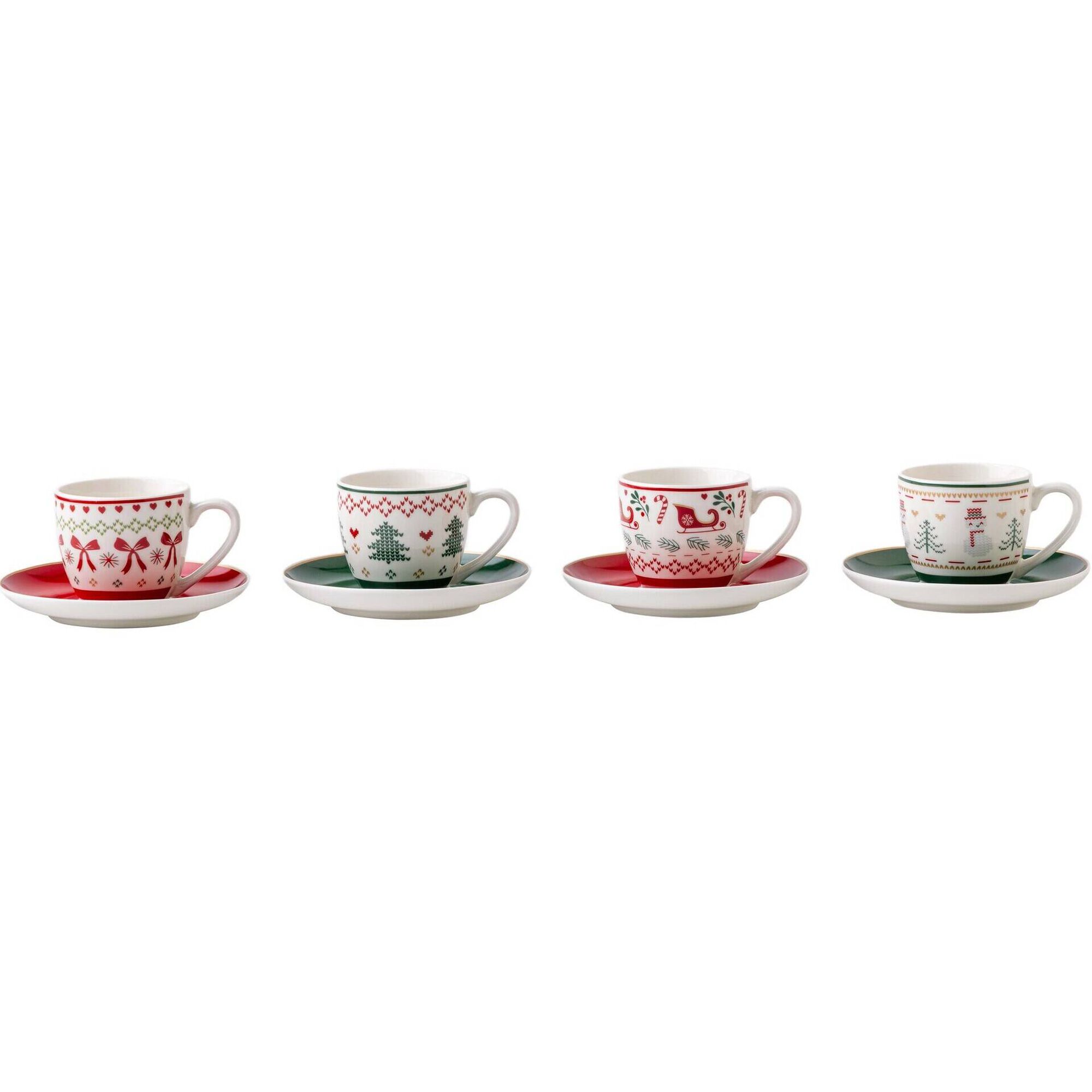 Conjunto 4 Chávenas Café Motivos Natal