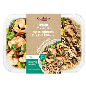 Camarão com Legumes e Arroz Integral Camarão com Legumes e Arroz Integral