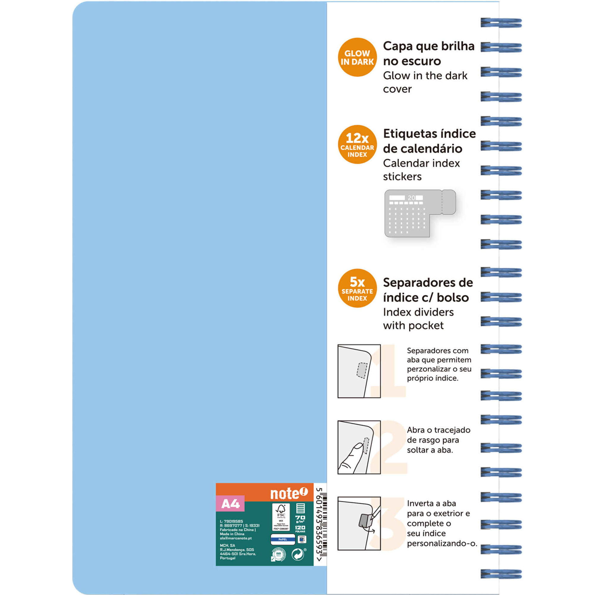 Caderno A4 Multidisciplinar 120 Folhas Pautado (v&aacute;rias cores) Note!