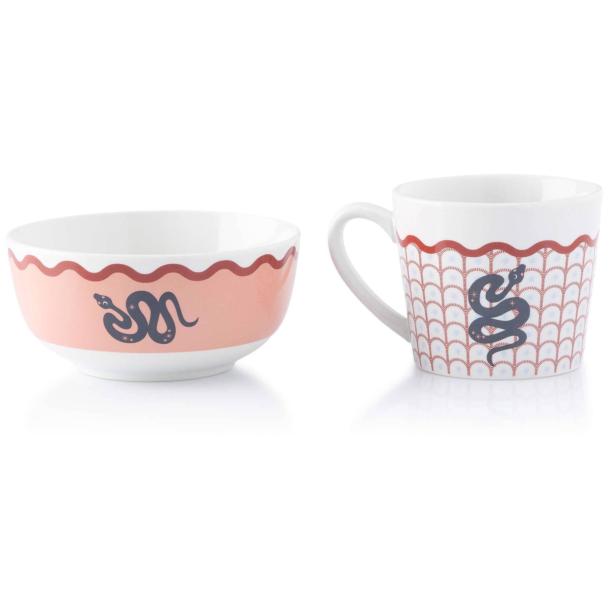 Conjunto Caneca 350ml e Taça 500ml Serpente Cosmos