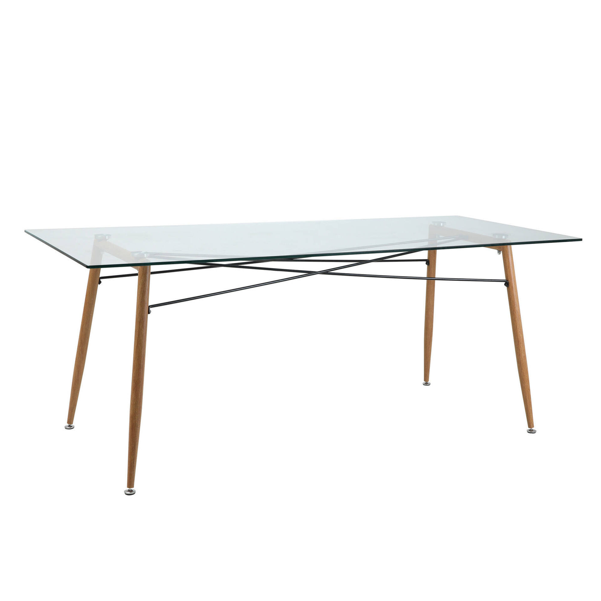 Mesa de Jantar 190x80cm com Tampo em Vidro Kasa