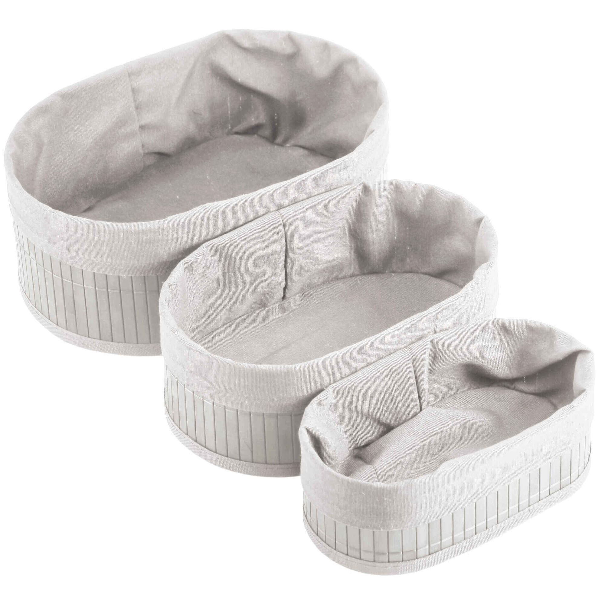 Conjunto 3 Cestos Redondos Bambu Branco Kasa