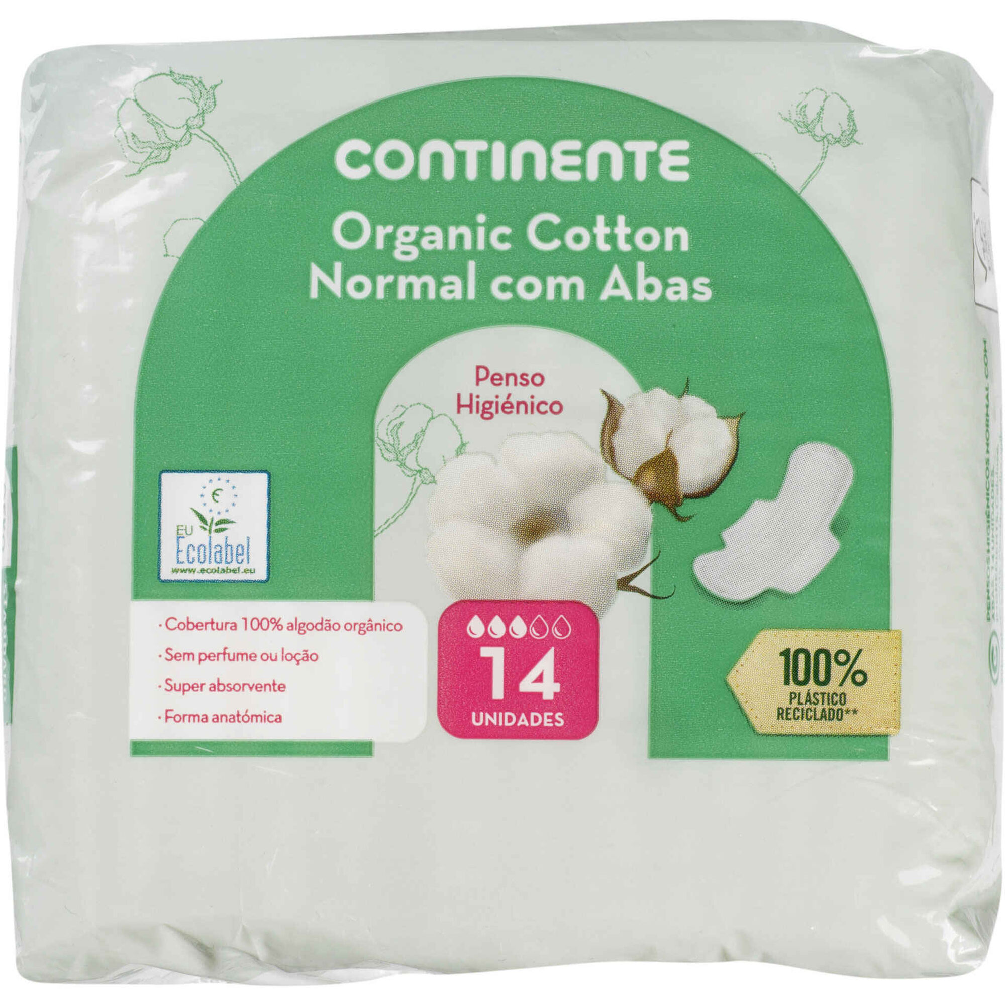 Pensos Higiénicos Normal com Abas Algodão Orgânico