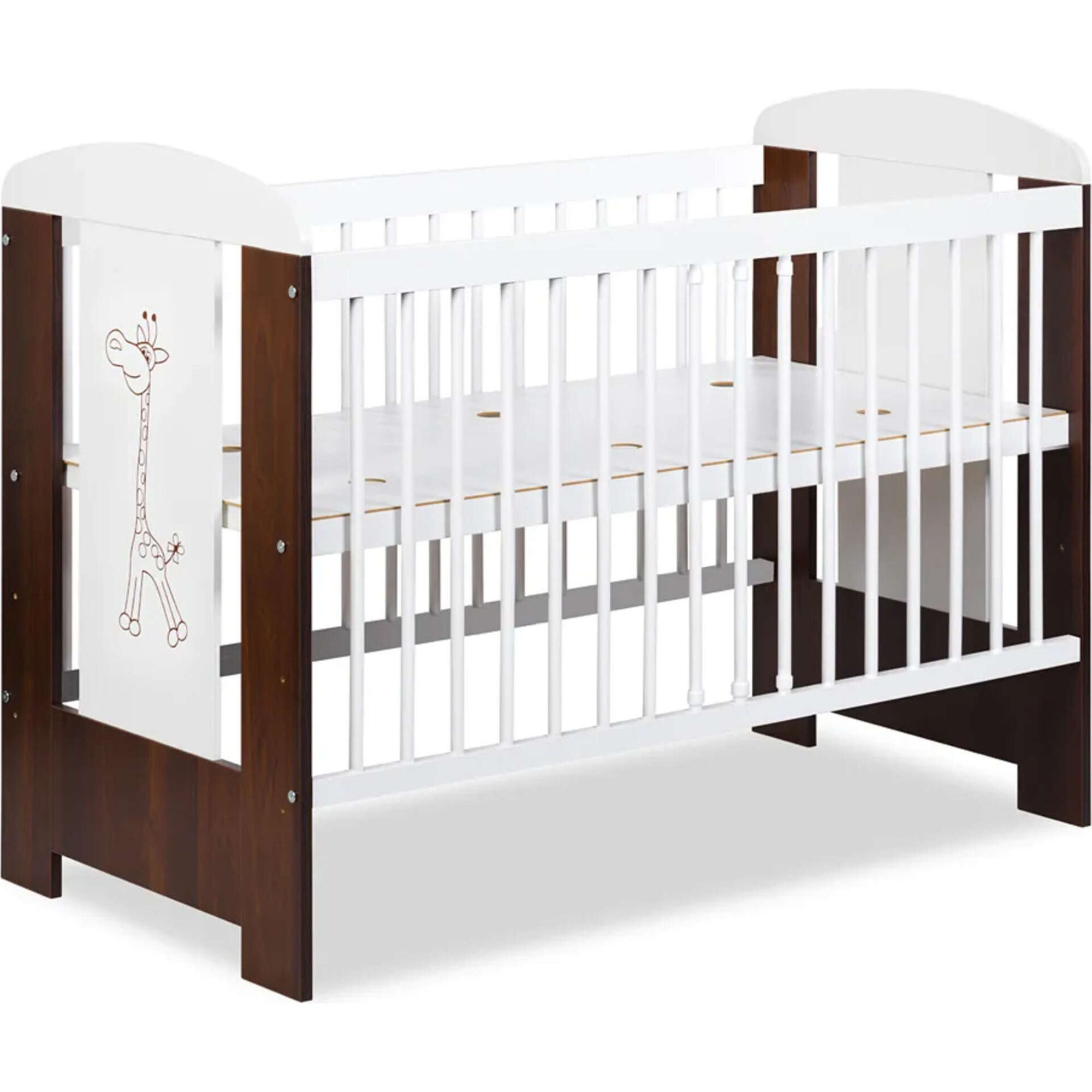 Cama de Grades Nogueira e Branca Girafa Twinko