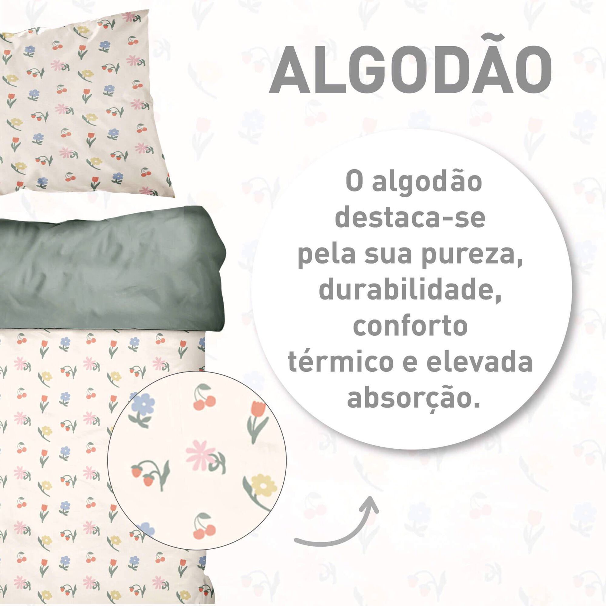 Conjunto Capa Edred&atilde;o Algod&atilde;o 240x220cm Flores Kasa