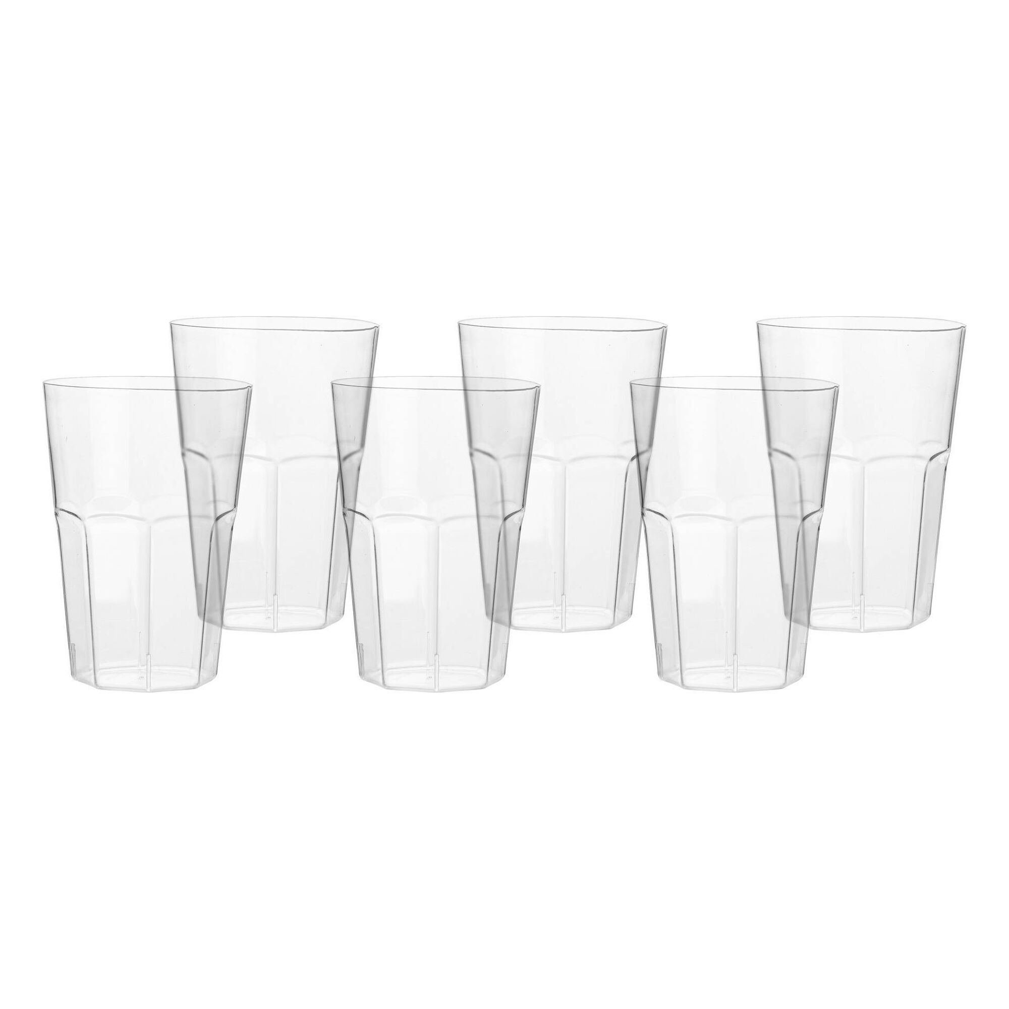 Conjunto de 6 Copos Festa Plástico 43cl Transparentes