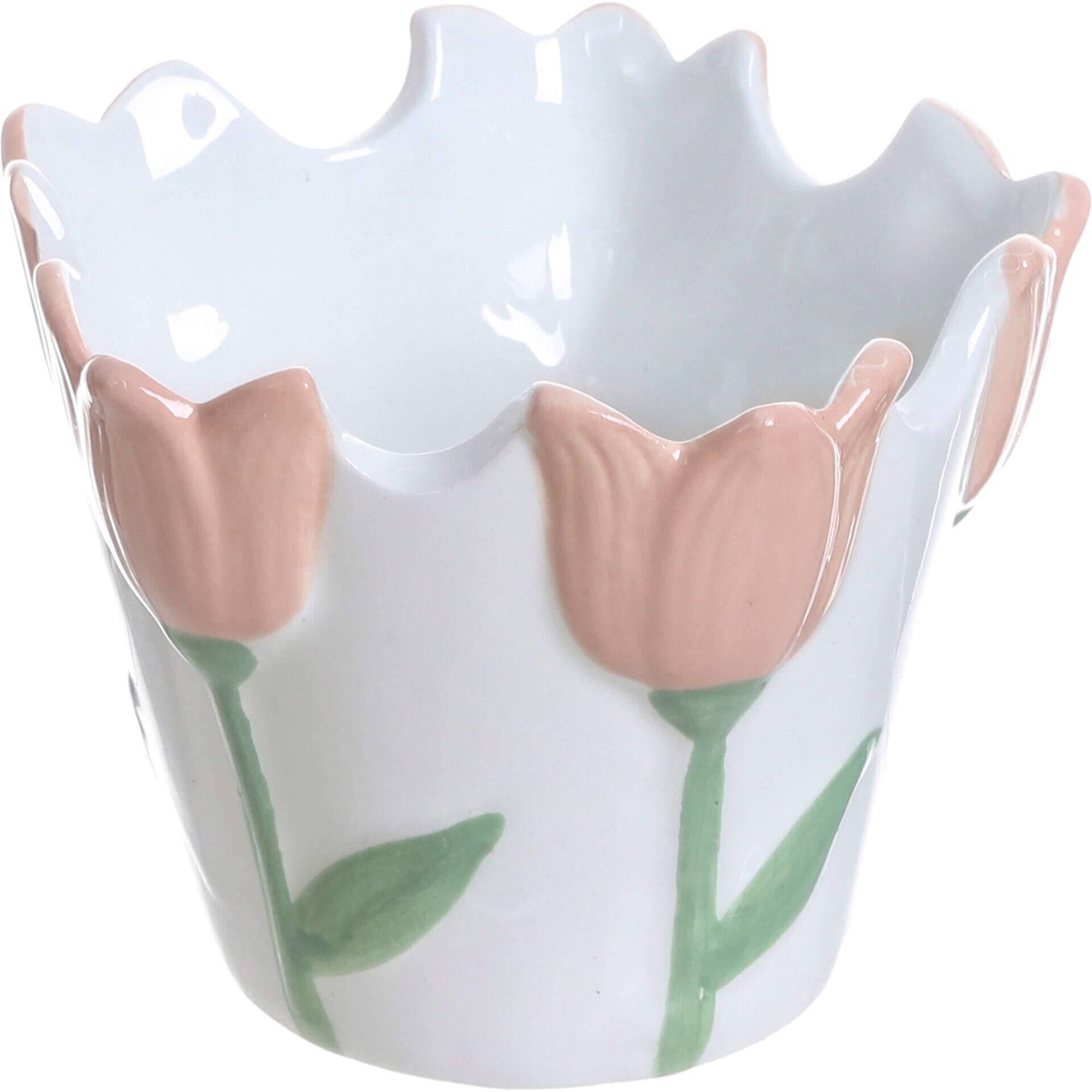 Jarra Branca com Tulipas Rosa Kasa