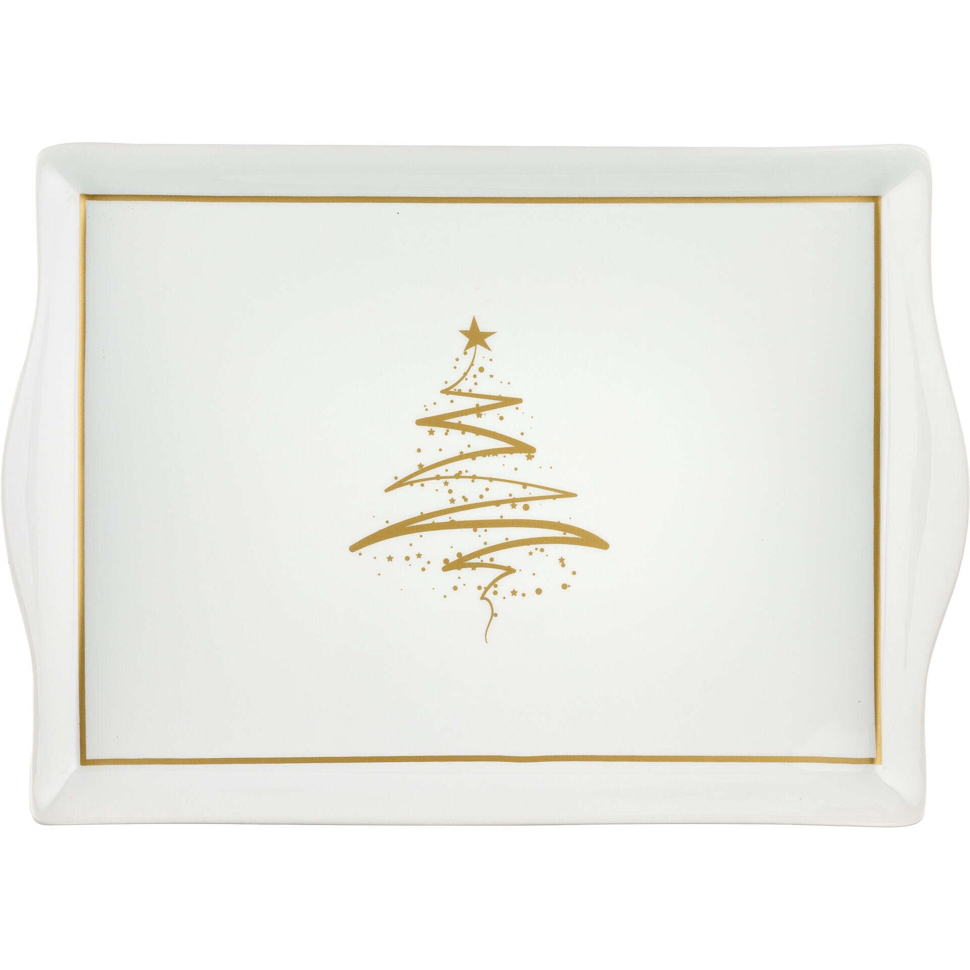 Travessa Retangular Tree Dourado