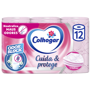 Papel Higiénico 3 Folhas Cuida & Protege Rosa Colhogar