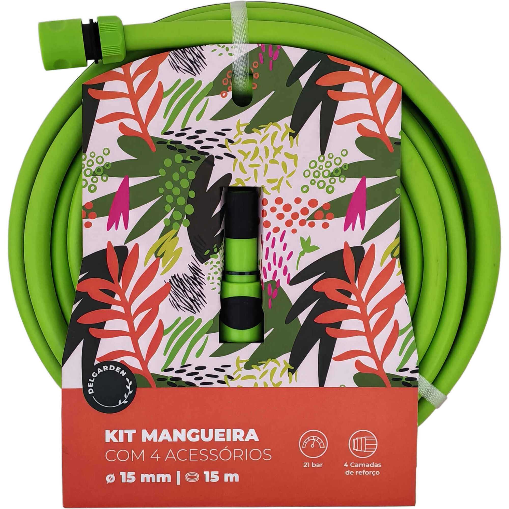 Kit Mangueira com 4 Acess&oacute;rios Verde Delgarden