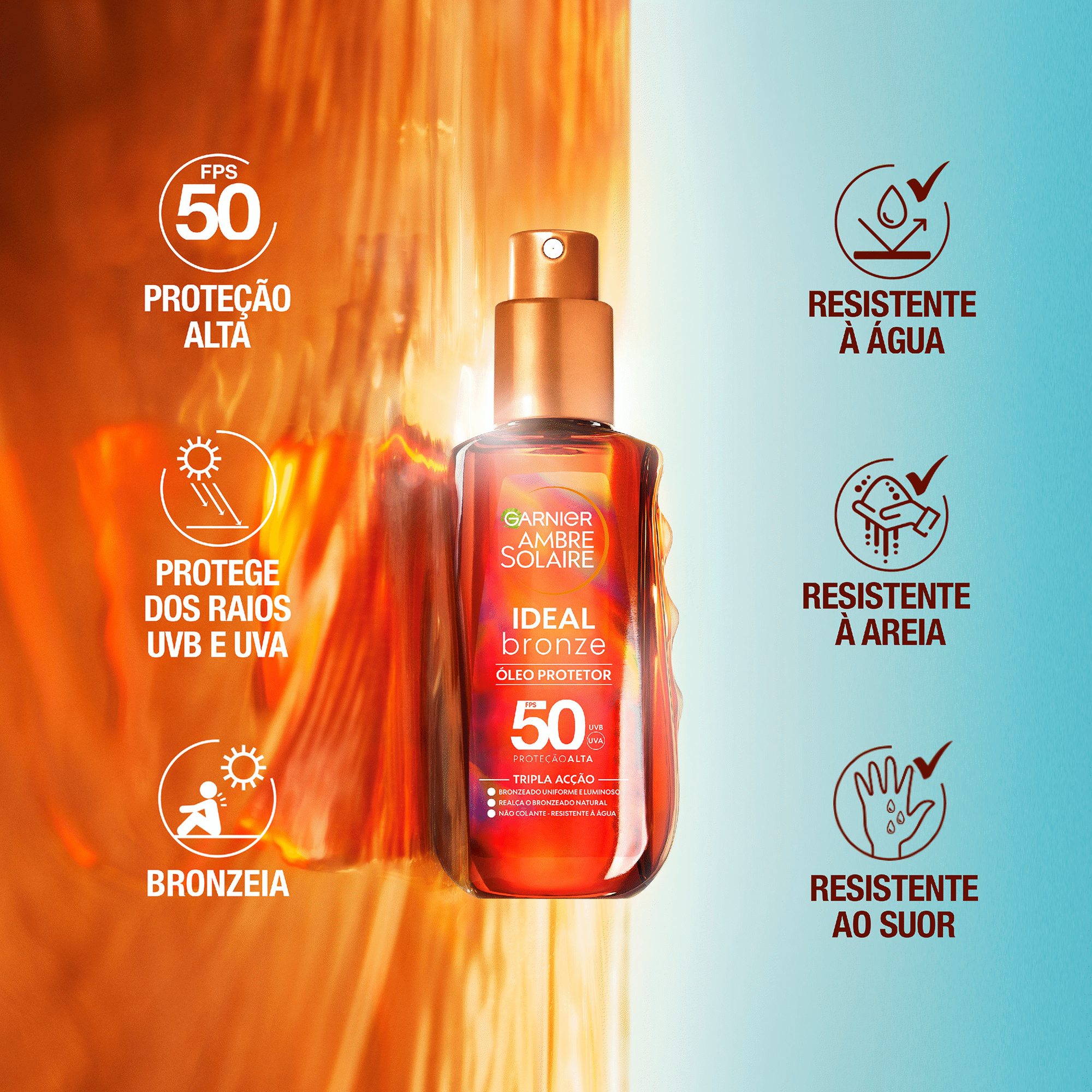 Bronzeador Spray Ideal Bronze A&ccedil;&atilde;o Tripla FPS 50 Garnier Ambre Solaire