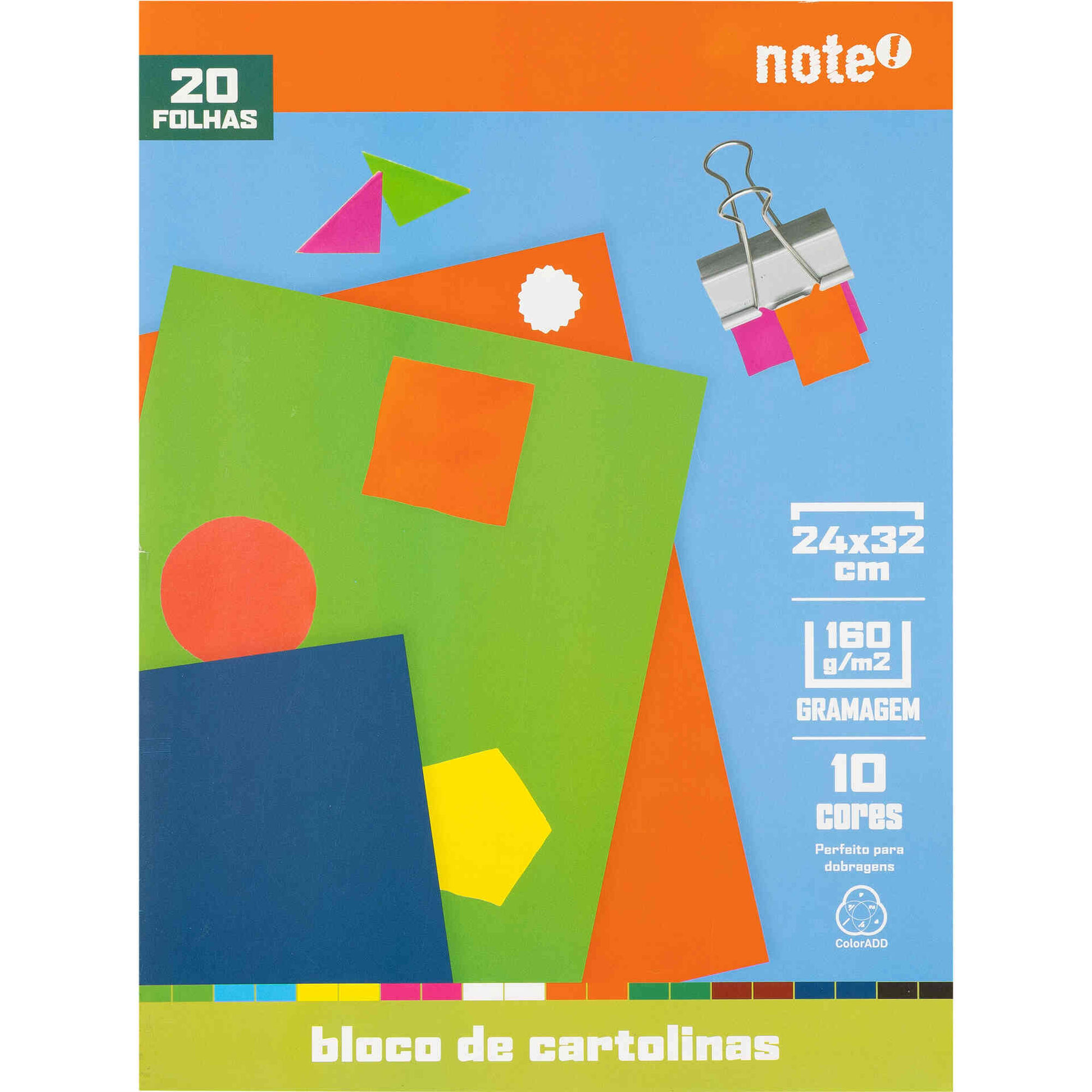 Bloco de Cartolinas A4 20 Folhas Colorido Note!