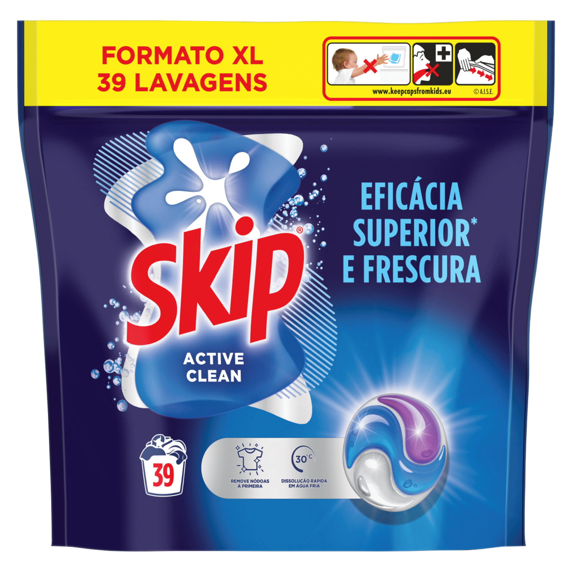 Detergente M&aacute;quina Roupa C&aacute;psulas Active Fresh Skip