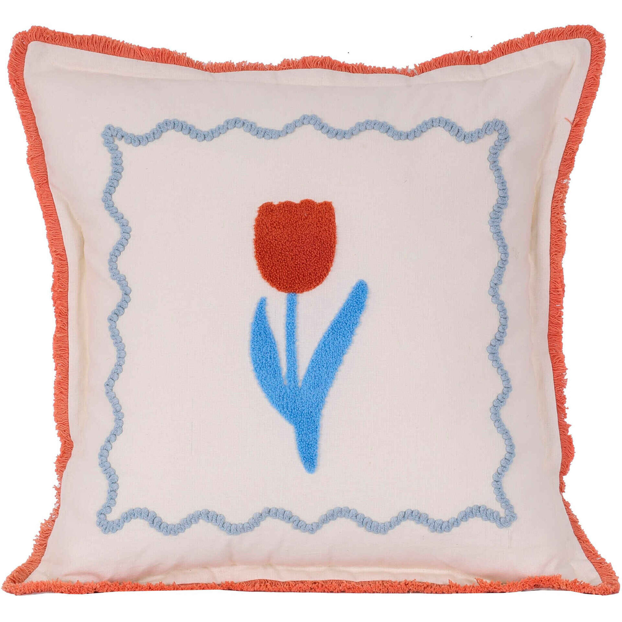 Almofada 45x45cm Flor Laranja com Rebordo Kasa