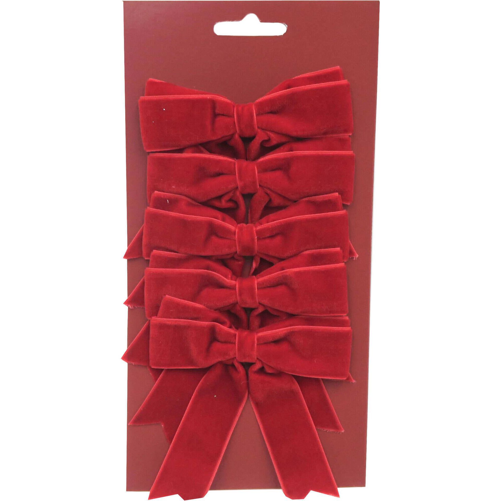 Conjunto 5 La&ccedil;os de Veludo 10cm Vermelhos Kasa