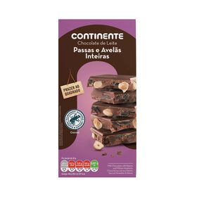 Tablete de Chocolate de Leite com Passas e Avel&atilde; Continente