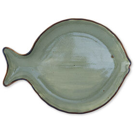 Travessa Redonda 35cm Peixe Verde Kasa