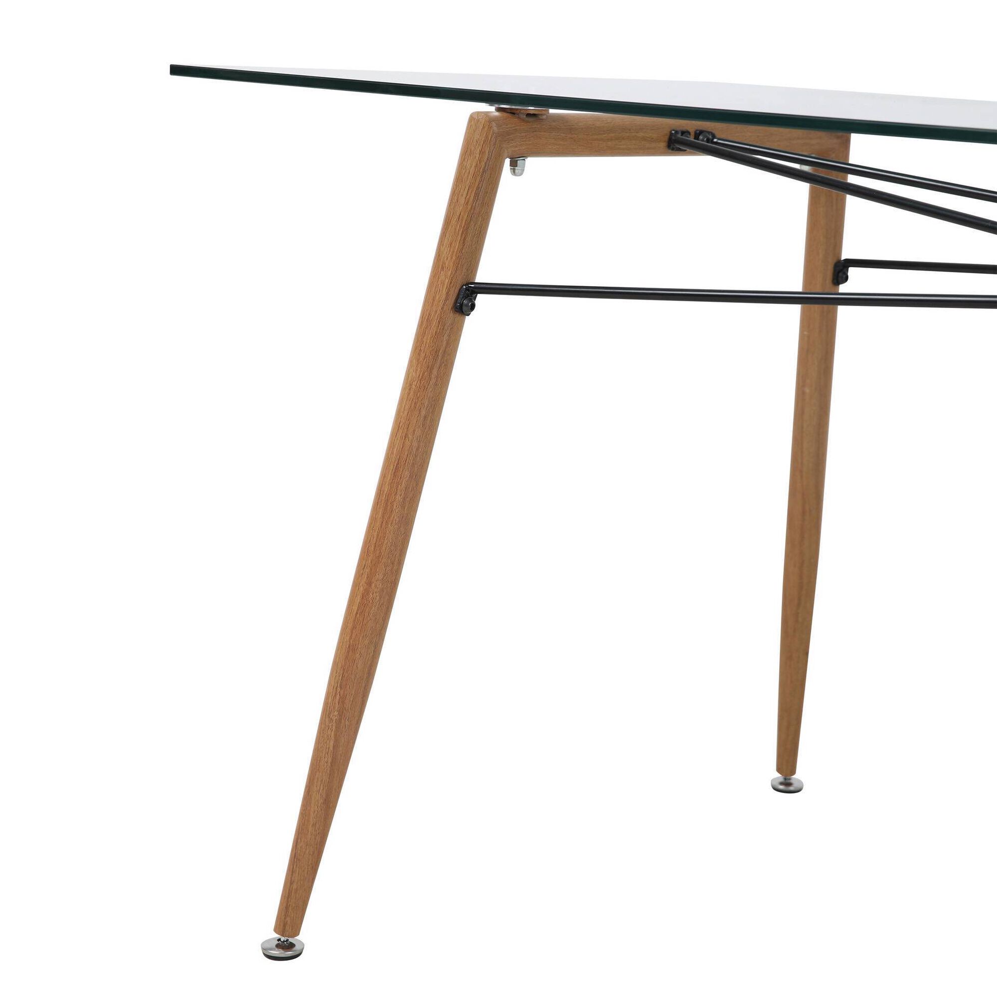 Mesa de Jantar 190x80cm com Tampo em Vidro Kasa