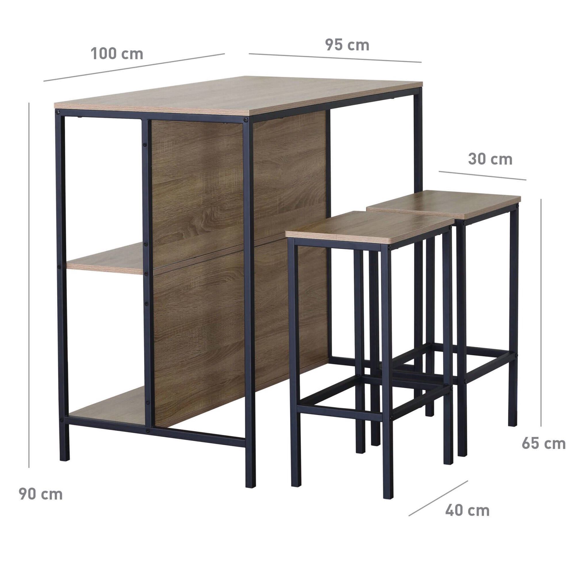 Conjunto de Ilha e 2 Bancos Minimal Kasa