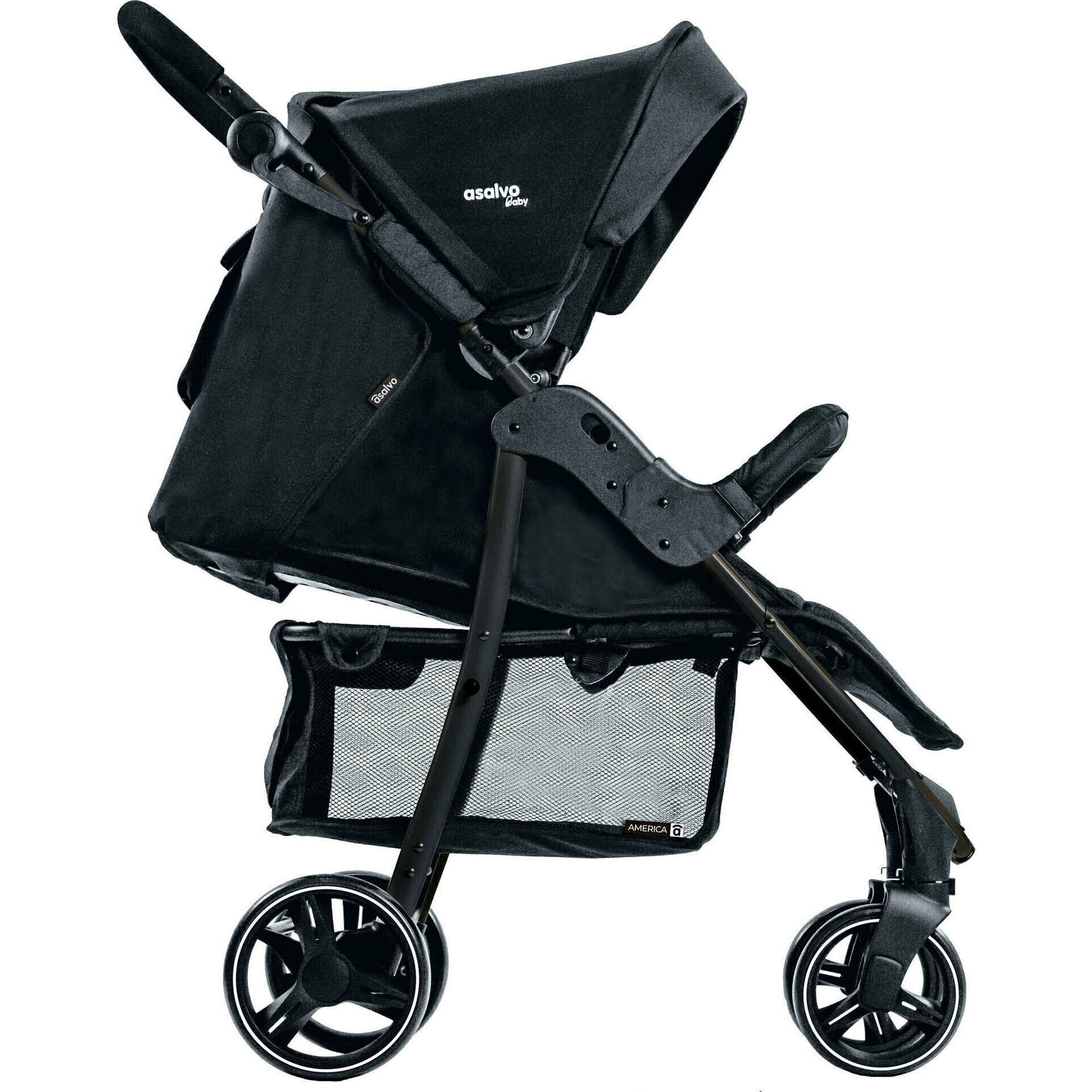 Carrinho de Passeio Preto Am&eacute;rica 3 Asalvo