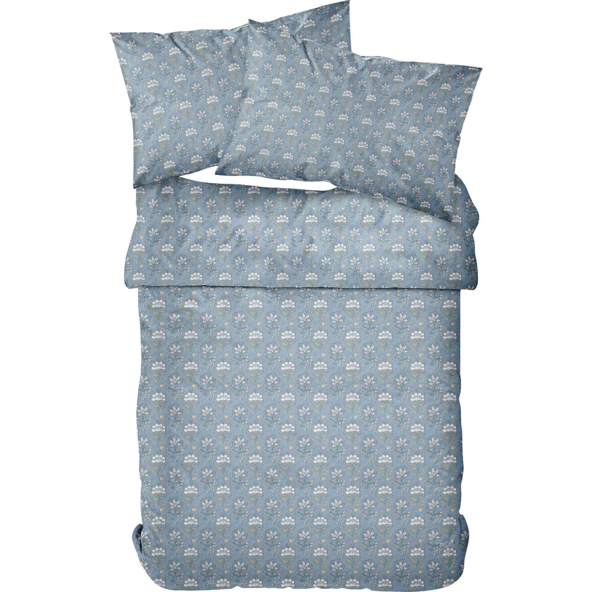 Conjunto Capa de Edred&atilde;o e Fronha Algod&atilde;o Indian Azul Kasa