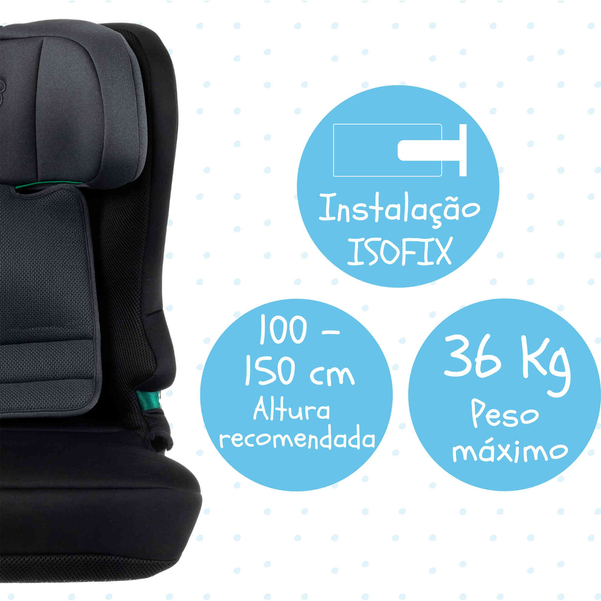 Cadeira Auto I-Size 100-150cm Isofix Preta Force