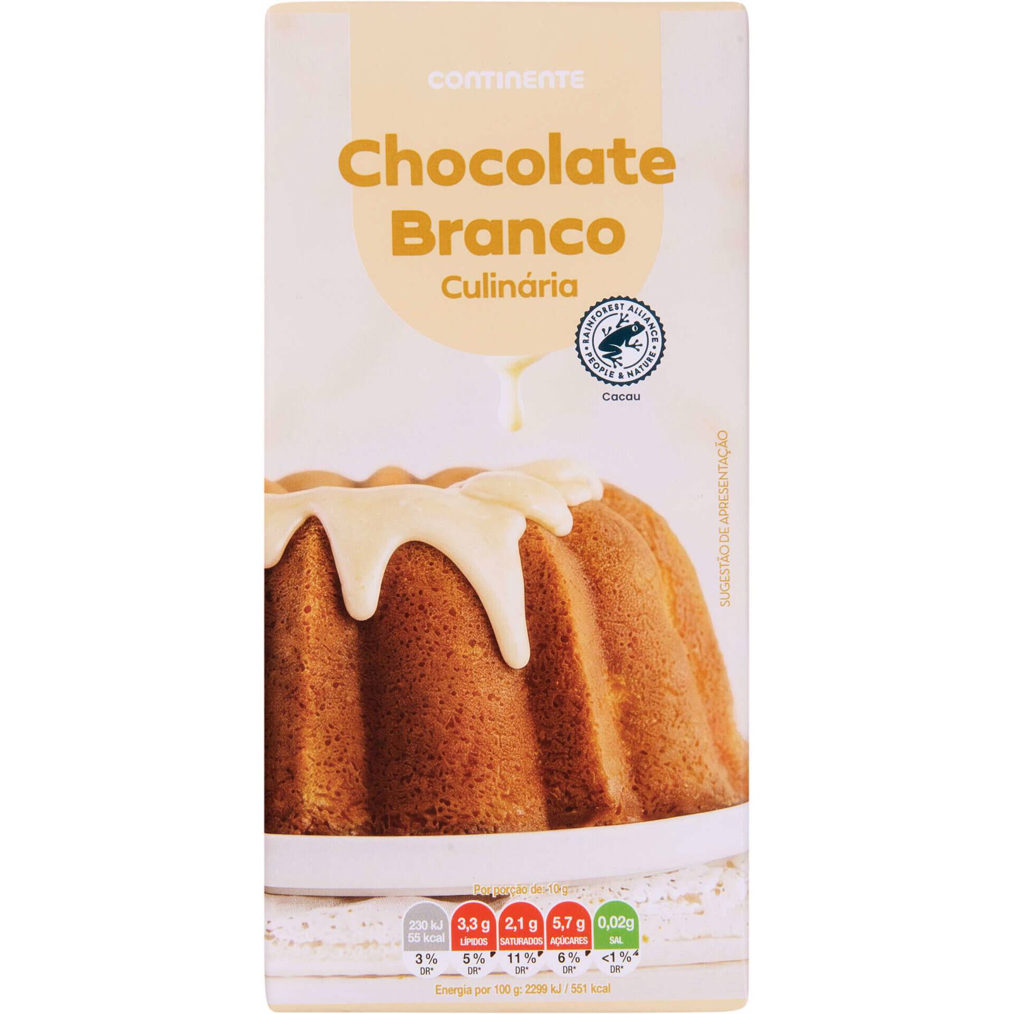 Tablete de Chocolate Branco Culin&aacute;ria Continente