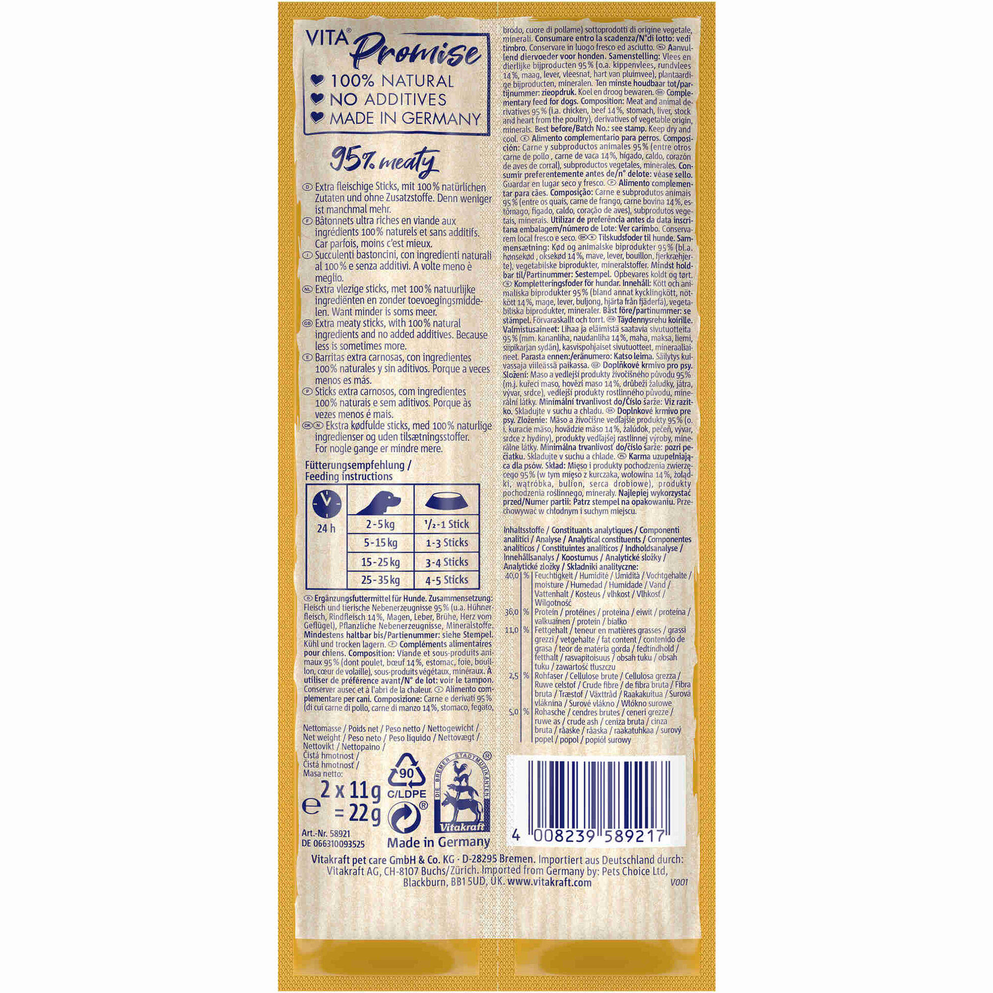 Snack para Cão Vita Naturals Stick Vaca