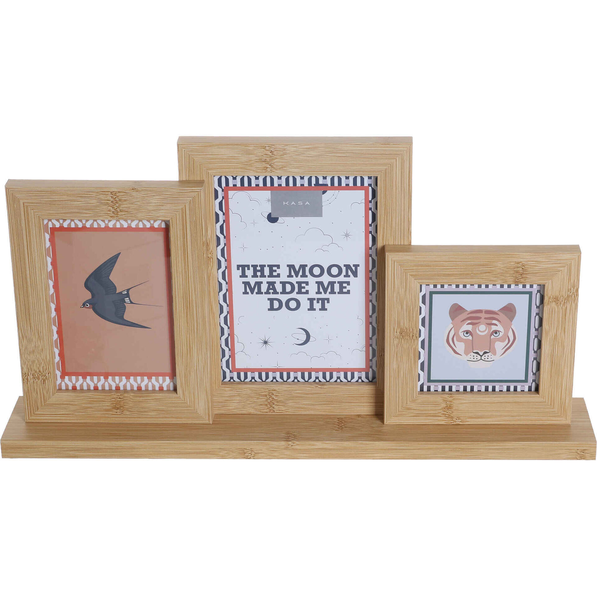 Multifotos 3 Fotos com Base Madeira