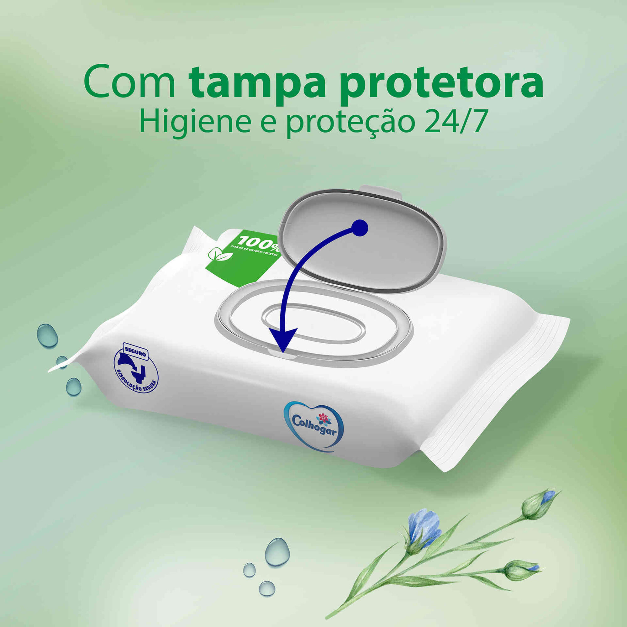 Papel Higi&eacute;nico H&uacute;mido Pure Colhogar