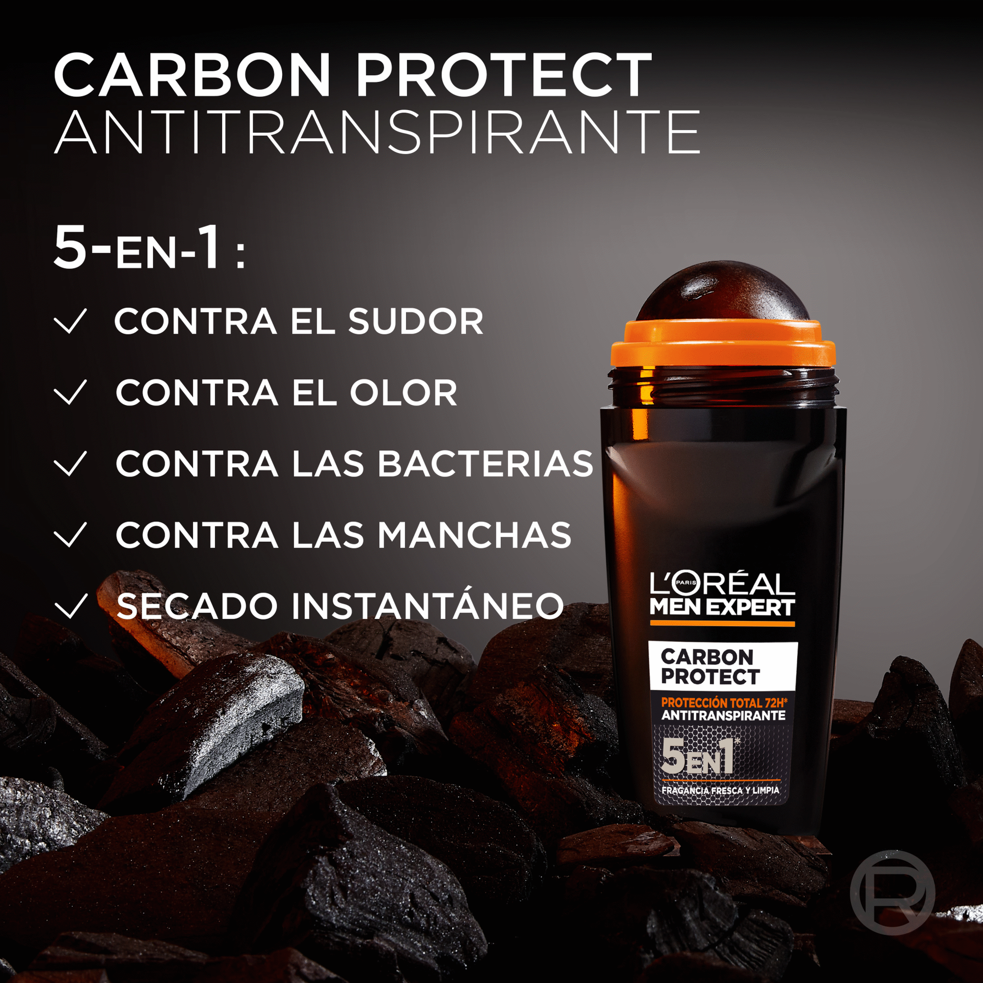 Desodorizante Roll On Carbon Protect L'Or&eacute;al Paris Men Expert